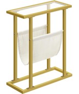 Hoobro Narrow End Table, Tempered Glass Side Table, Small, Gold Gd78Bz01 - £35.39 GBP