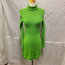 Vintage Tricots by Youth Guild Women&#39;s Lime Green Turtleneck Sweater Dress, S... - £77.86 GBP