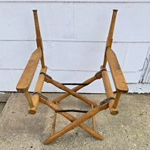 Director Chair Folding Wooden Chair with Brass Hardware 1940s Mid Century Vtg - £66.80 GBP