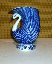 Delft Mid Century Cobalt Blue Swan Vase 6&quot; - £23.29 GBP