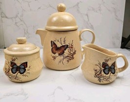 Vintage Treasure Craft Coffee or Tea Pot with Sugar &amp; Creamer Bowls - $51.41