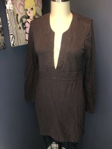 ATHLETA Brown Coverup L/S Sleeve M Lightweight Cotton Swim Dress Tunic C... - £15.97 GBP
