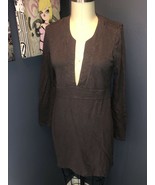 ATHLETA Brown Coverup L/S Sleeve M Lightweight Cotton Swim Dress Tunic C... - £15.71 GBP