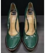 DOLCE &amp; GABBANA Green Patent Leather Heel Platform Shoes Sz 39.5 Italy - £87.34 GBP