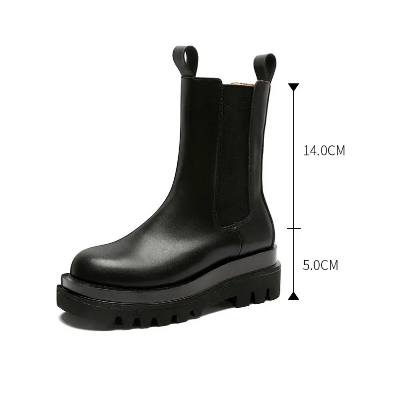 Kle boots chelsea shoes platform slip on pu solid flats waterproof ladies casual female thumb200