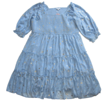 NWT Ivy City Co Starry Nights Midi Baby Blue Gold Smocked Puff Sleeve Dress 5X - £68.02 GBP