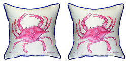 Pair of Betsy Drake Pink Crab Large Pillows 18 Inch x 18 Inch - £69.58 GBP