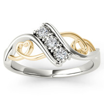 10K Yellow Two-Tone White Gold 0.09 Ct Diamond Heart Fashion Ring - £249.31 GBP