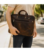Personalised Full Grain Leather Laptop Bag 15.6&quot; -  Dark Brown Messenger... - $5,099.54 MXN