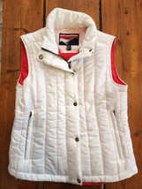Sun Mountain Women&#39;s White &amp; Red Puffy Vest Size Medium full zip Good cond - £18.60 GBP