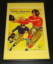 1938 Illinois vs Michigan Football Framed 10x14 Poster Official Repro - £39.55 GBP