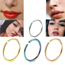 2Pc Thin Titanium Nose, Lip &amp; Ear Hoop Piercing (8mm, 10mm, 12mm, 14mm) - £3.90 GBP+