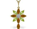 Galaxy Gold GG 14K Solid Yellow Gold Natural Citrine, Peridot and Diamon... - $472.22