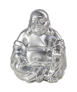 Metallic Silver JC115 Happy Hotai Buddha Wealth Prosperity Ceramic 6.25&quot; H - $29.70