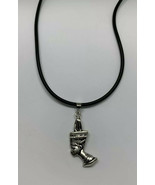 Unisex Fashion Black PVC Cord And Alloy Nefertiti Pendant Choker Necklace - $10.88