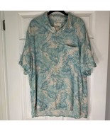 Tasso Elba Island Shirt Mens Size XL Blue Beige Button Short Sleeves Pocket - $21.10 CAD
