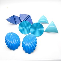 Vintage Blue Enamel Earrings Bundle, Lot of 4 Pair Bright Studs - $37.74
