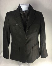 Brooksfield Mens Scoot Jacket Black Pinstripe Layered Puffer 100% Wool I... - $49.99