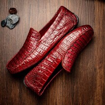 Remo Genuine Caiman Slip On Driving Loafers Wine image 9