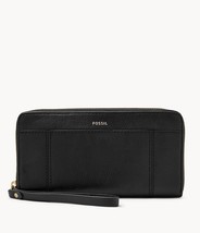 New Fossil Jori Zip Clutch wristlet RFID wallet Black - £37.88 GBP