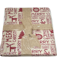 Merry Christmas Moose Reindeer Rustic Farmhouse Tablecloth Red 52 x 70&quot; - £13.20 GBP