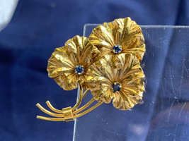 Vtg 14K Yellow Gold Pin 4.79g Fine Jewelry Sapphire Color Stones Brooch - £308.20 GBP