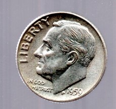 1959 D Roosevelt Dime (90% Silver) Brillant - £7.09 GBP