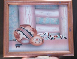 Vintage Still Life Art Painting American Indian Bear Fetish Art Pottery ... - $544.53 MXN