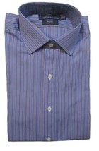 Genuine Ralph Lauren Polo Size 15 OR16 Blue White Brown Striped Cotton L/S Shirt - £39.98 GBP