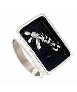 Stainless Steel AK-47 Gun Signet Ring size 11 - £15.34 GBP