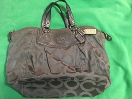 Coach Madison Op Art Claire 14335 gray Signature Sateen Tote hand Bag Purse - £38.89 GBP