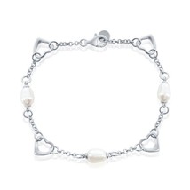 Sterling Silver FWP and Heart Link Bracelet - £43.66 GBP