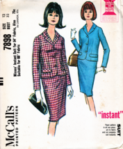 Misses&#39; JACKET &amp; SKIRT (SUIT) Vintage 1965 McCall&#39;s Pattern 7898 Size 12 - $12.00