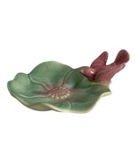 Royal Copley Lily Pad Trinket Soap Dish Green With Pink Bird Vintage VTG - £15.98 GBP