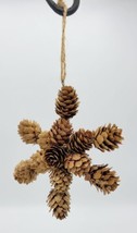 Handmade Rustic Mini Pine Cone Six Point Star Christmas Ornament w/ Twine Hanger - £7.94 GBP
