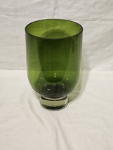 Vintage Emerald Green Glass Vase Round Clear Base Reijmyre Sweden Monica Bratt - £88.23 GBP