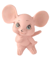Vintage Mouse Kelvins Pink Animal Figurine Ring Holder Japan Ceramic Kitsch - $16.82