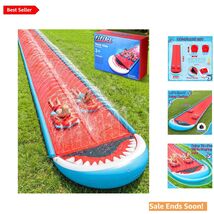 Heavy Duty Double Lane Water Slide with Sprinkler and Boards for Kids Ad... - $183.10