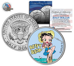 Betty Boop &quot;Fishing&quot; JFK  Kennedy Half Dollar US Coin *Officially Licensed* - £6.73 GBP