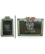 2 NEW Crystal Photo Frames 2x3 Red Blue Glass Antiqued Silver Metal Elsa L - £10.05 GBP