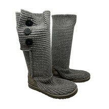 Ugg classic cardy boot 10 womens grey knit slouch boots wool 5819 - £40.54 GBP