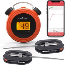 Smart Bluetooth BBQ Grill Thermometer - Digital Display, Stainless Dual Probes - £31.09 GBP