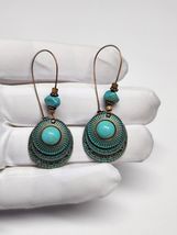 Vintage Boho Style Dangle Drop Earrings With Turquoise For Women Fashion Jewelry - £10.39 GBP