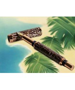 Fountain Pen: Beach Vibes Coconut Shell Label Cast Capped Fountain Pen w... - $124.99