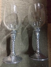 2 Gothic Wine Glasses; Clear &amp; SILVER-COLORED - £67.25 GBP