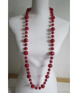 Vintage 22&quot; Large Red &quot;Rosebud&quot; String Beaded Valentine&#39;s / Mardi Gras N... - $11.88