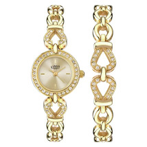 Limit Ladies Gold Plated Stone Set Watch and Metal Bracelet Set - £40.29 GBP