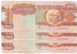 Angola, 500000 Kwanzas, 1991 Issue, (Set of 3) In Consecutive, AUNC, - $12.19