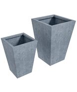 LeisureMod Serene Mid-Century Modern Fiberstone and Clay Planter Set - T... - $325.70 CAD