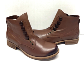 MIZ MOOZ SOFT RUCHED  LEATHER   BOOTIE SIDE ZIP CHESTNUT  37EU / 7US  # ... - $116.82